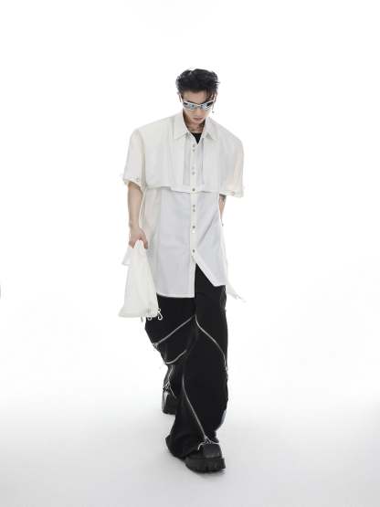 【23s May.】Shoulder Pad Shirt with Detachable Sleeves-IYAMIUIO