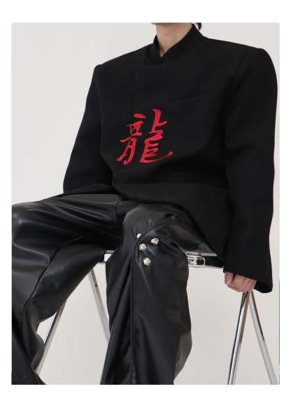 【24s Oct.】Chinese Dragon Embroidery Shoulder Pad Jacket-IYAMIUIO