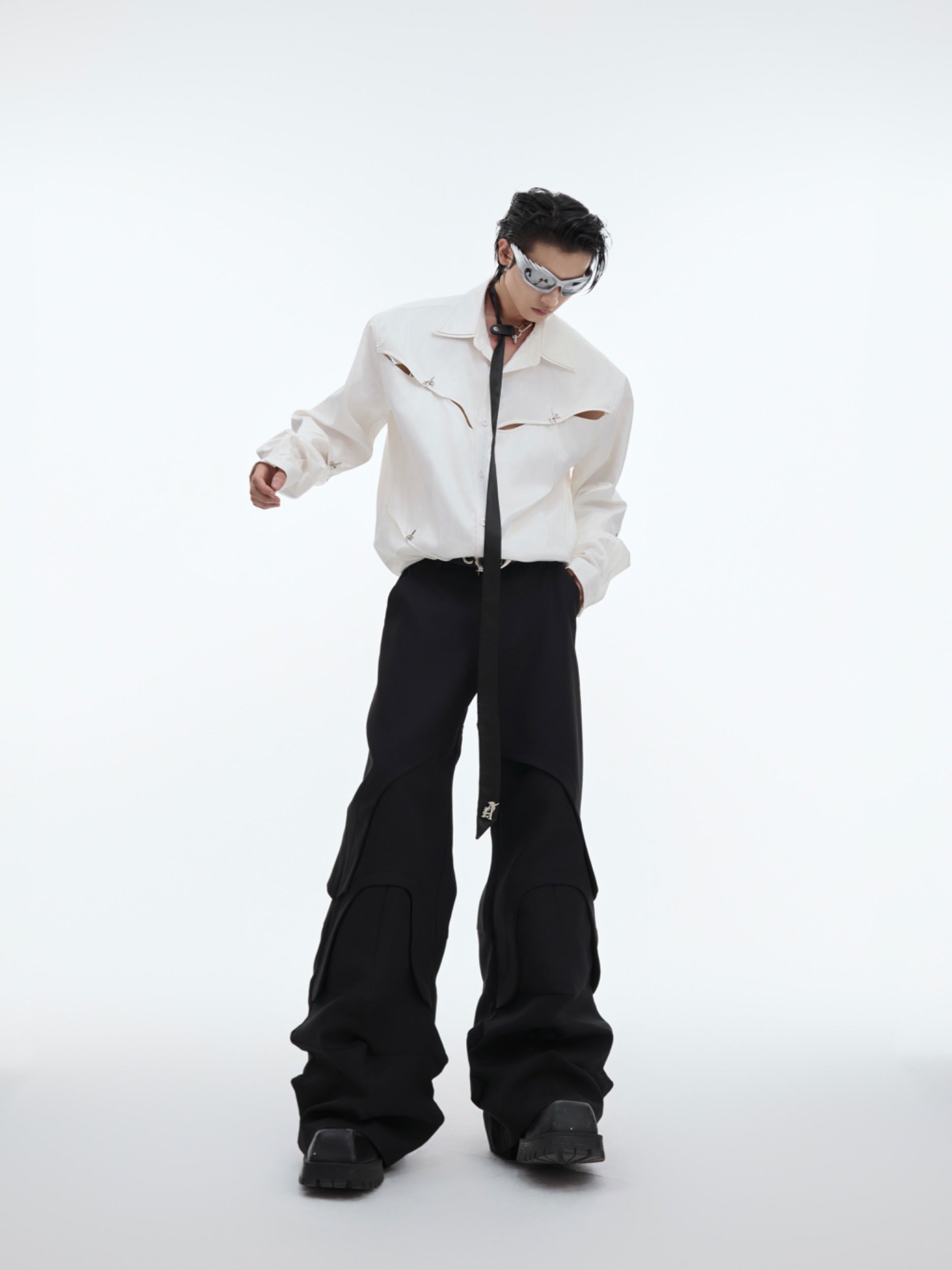 【24s Oct.】Flowing Hollow Deconstructed Detachable Shirt-IYAMIUIO