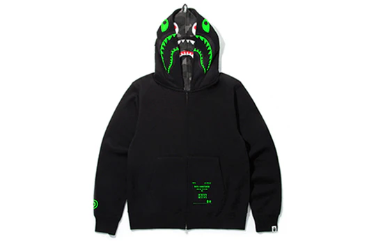 A Bathing Ape x UNDEFEATED Shark Camo Full Zip Hoodie 'Black Green' TBD-BAPE-13