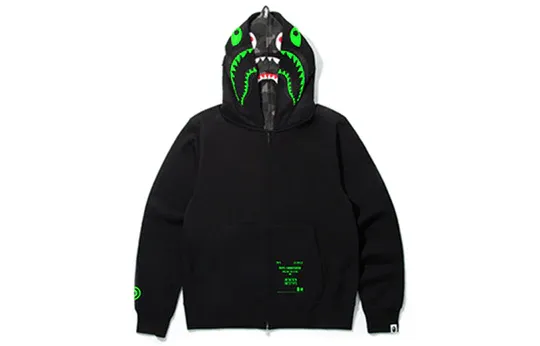 A Bathing Ape x UNDEFEATED Shark Camo Full Zip Hoodie 'Black Green' TBD-BAPE-13