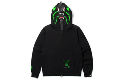 A Bathing Ape x UNDEFEATED Shark Camo Full Zip Hoodie 'Black Green' TBD-BAPE-13
