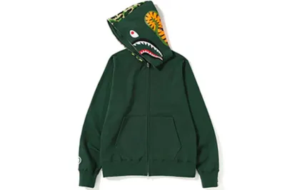 A Bathing Ape Shark Camo Full Zip Hoodie 'Forest Green' BAPE-SS19-4