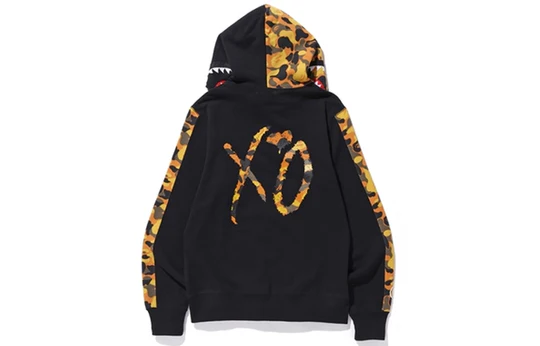 A BATHING APE x XO Shark Camo Full Zip Hoodie 'Black Yellow' 1E70-115-904