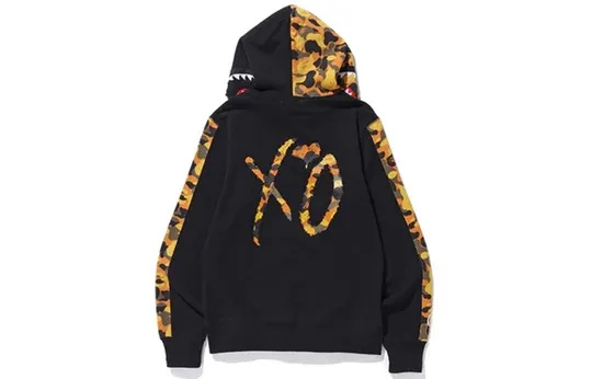 A BATHING APE x XO Shark Camo Full Zip Hoodie 'Black Yellow' 1E70-115-904