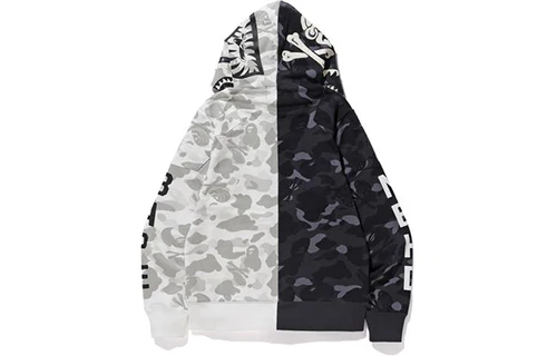 A Bathing Ape x Neighborhood Shark Camo Full Zip Hoodie 'Grey' 1E73-115-941