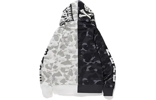 A Bathing Ape x Neighborhood Shark Camo Full Zip Hoodie 'Grey' 1E73-115-941