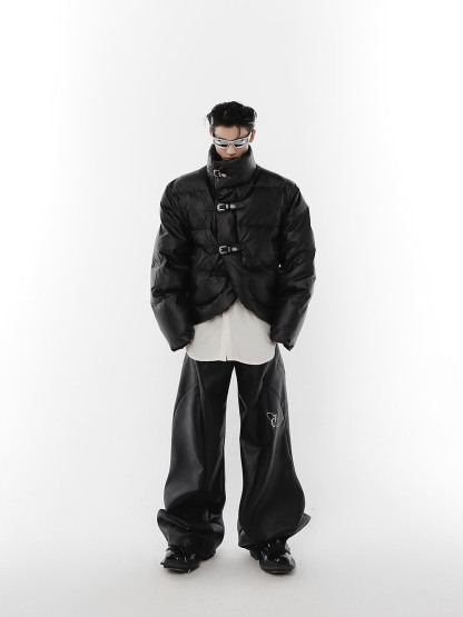 Irregular Leather Jacket-IYAMIUIO