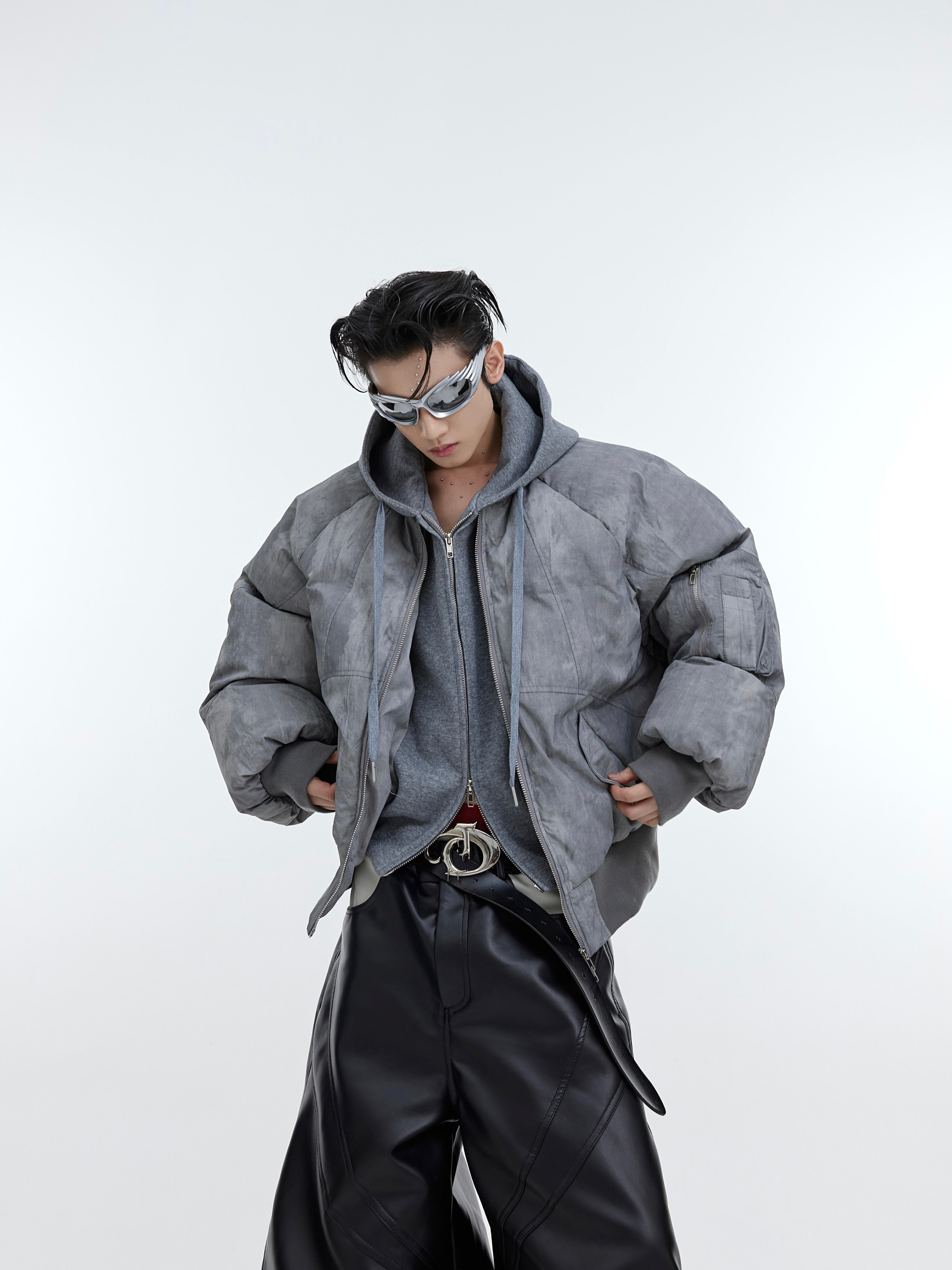 【23s November.】Distressed Fake Two-piece Design Sweatshirt Patchwork Cotton Jacket-IYAMIUIO