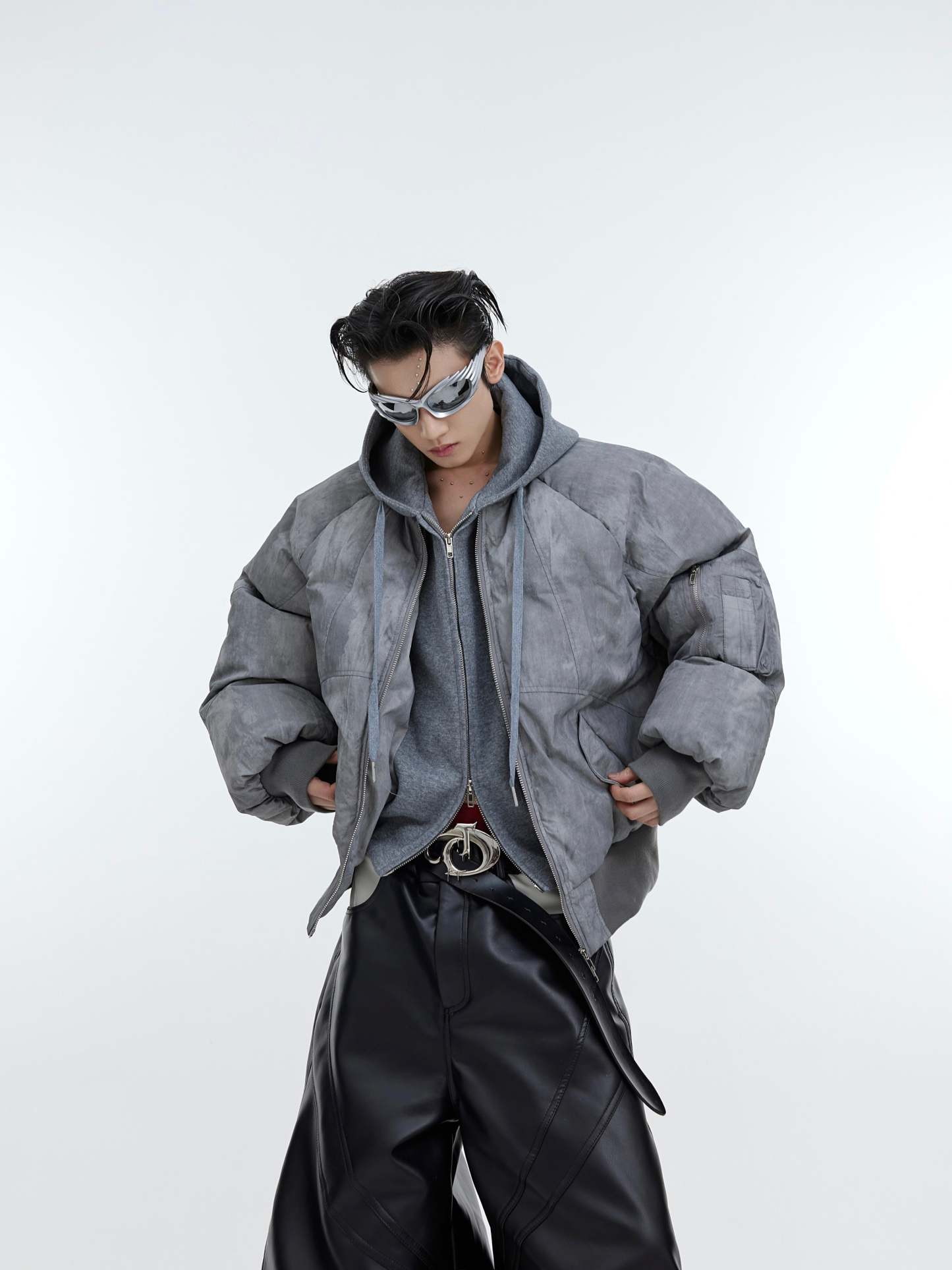 【23s November.】Distressed Fake Two-piece Design Sweatshirt Patchwork Cotton Jacket-IYAMIUIO