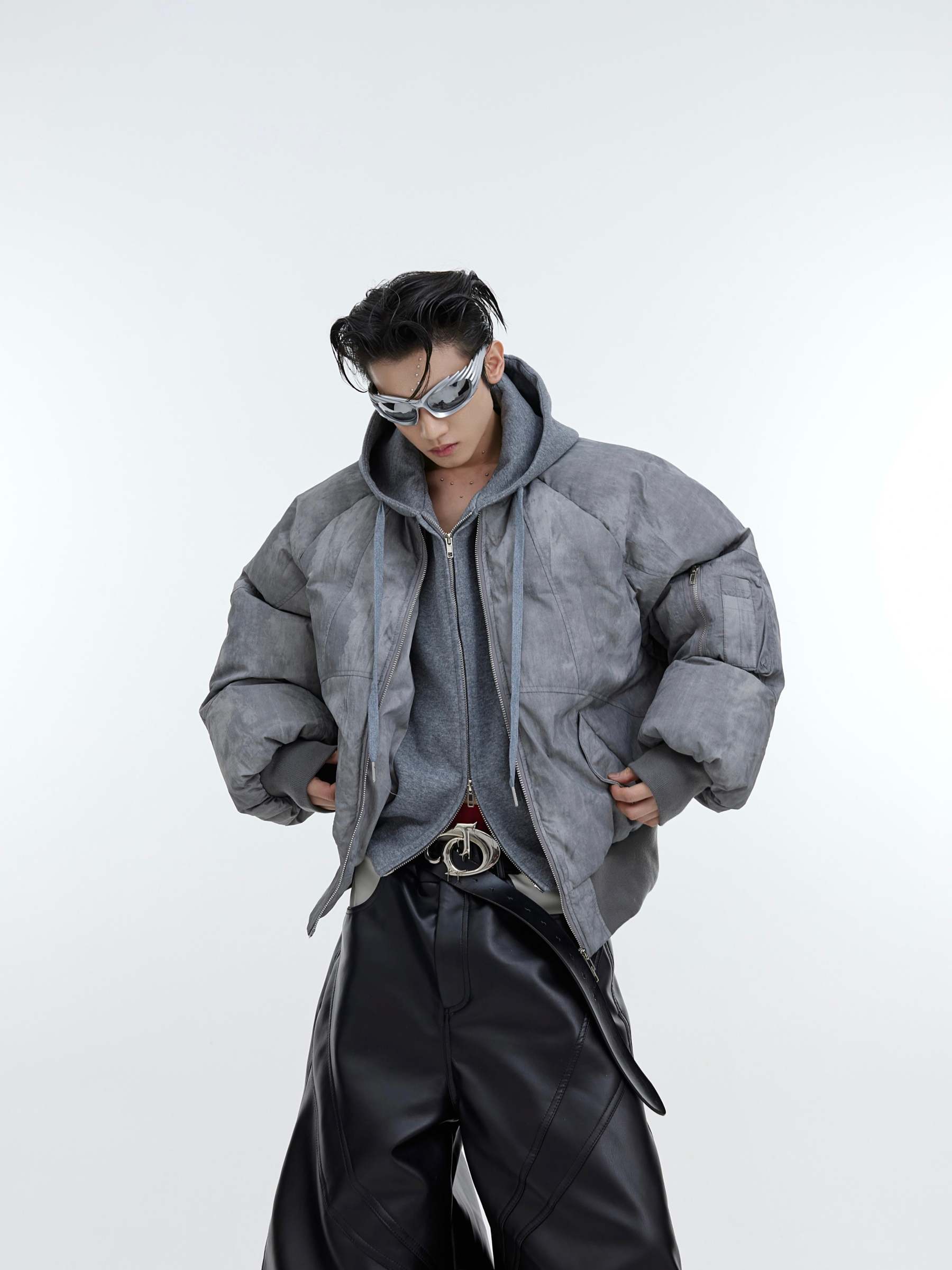 【23s November.】Distressed Fake Two-piece Design Sweatshirt Patchwork Cotton Jacket-IYAMIUIO