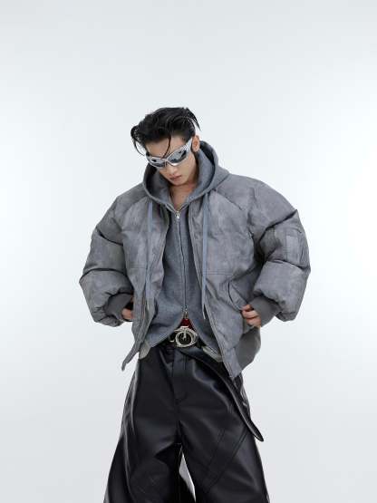 【23s November.】Distressed Fake Two-piece Design Sweatshirt Patchwork Cotton Jacket-IYAMIUIO