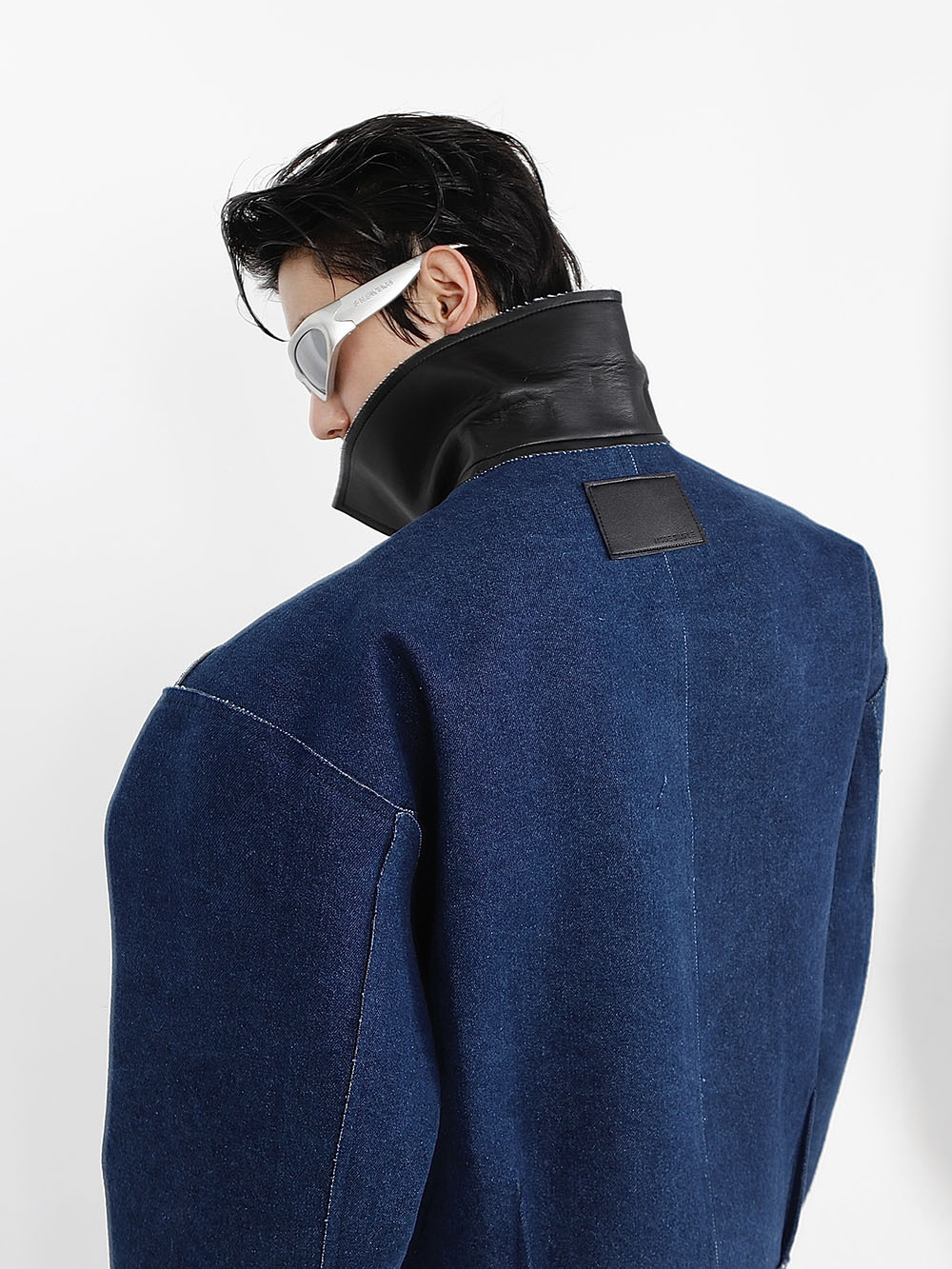 Reversible Leather Denim Jacket-IYAMIUIO