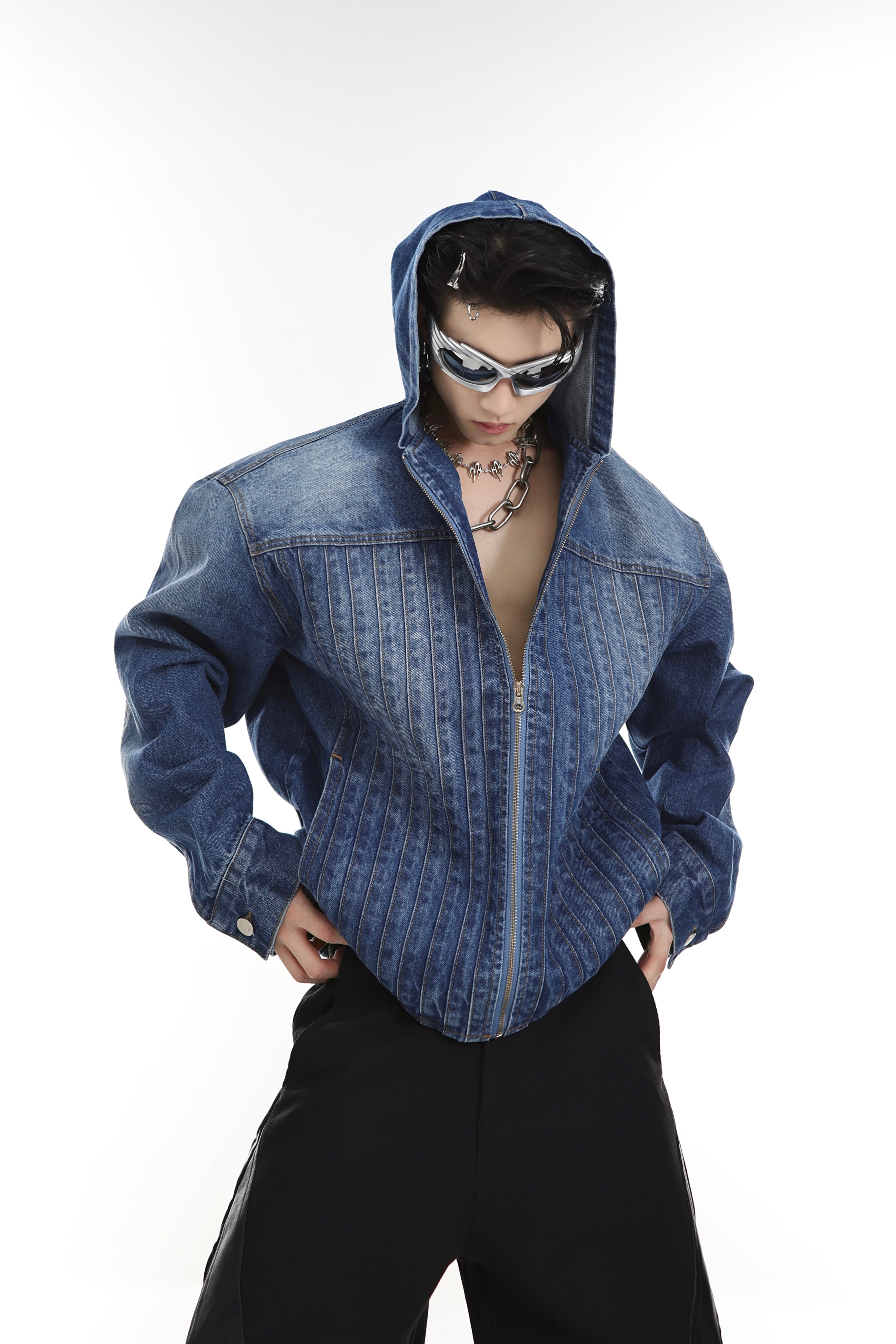 【23s Jun.】Padded Hooded Denim Jacket-IYAMIUIO