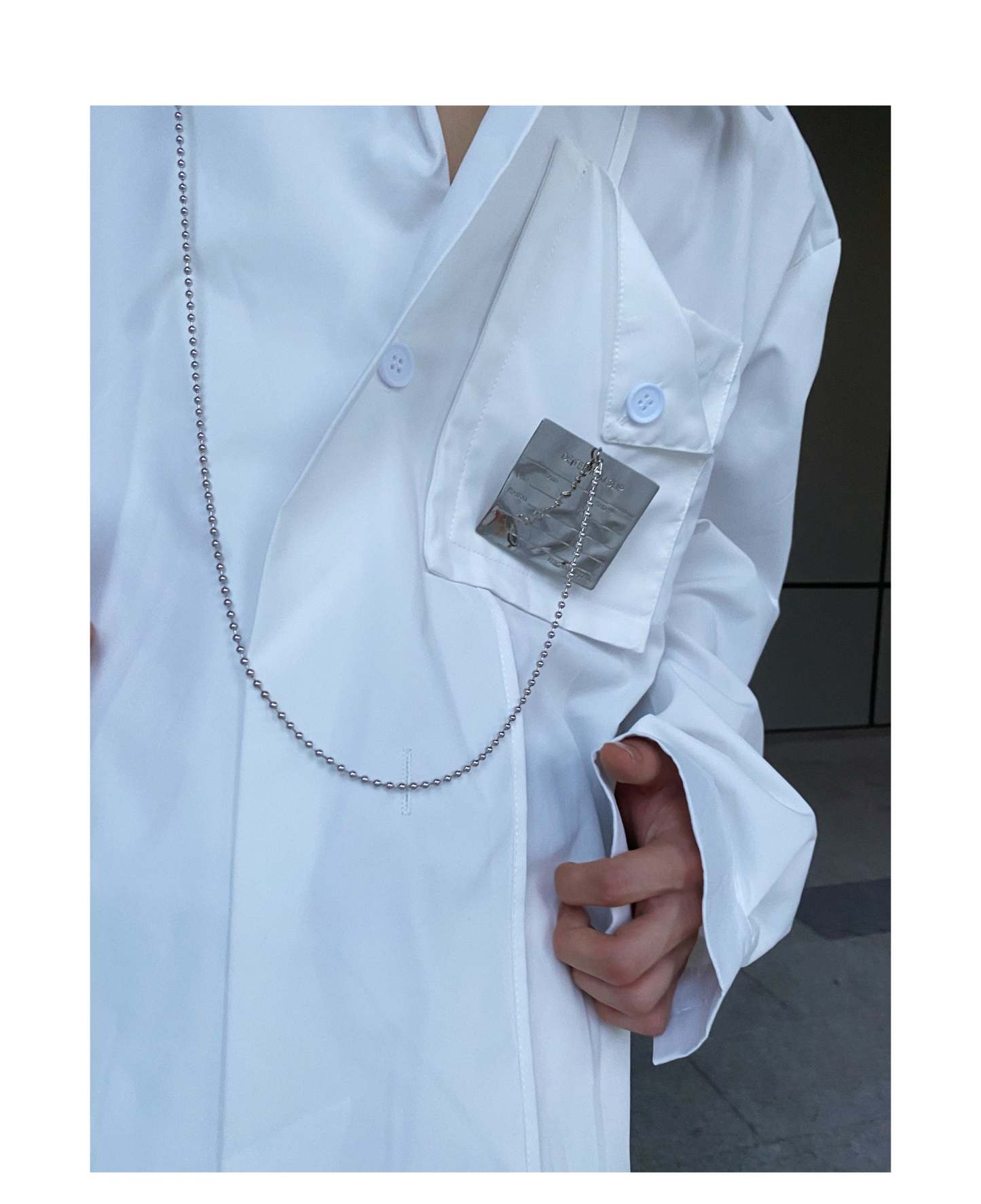 Men's Fashionable Long Sleeve White Shirt-IYAMIUIO