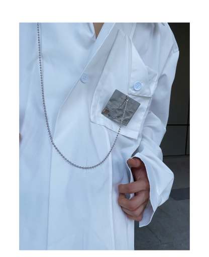 Men's Fashionable Long Sleeve White Shirt-IYAMIUIO