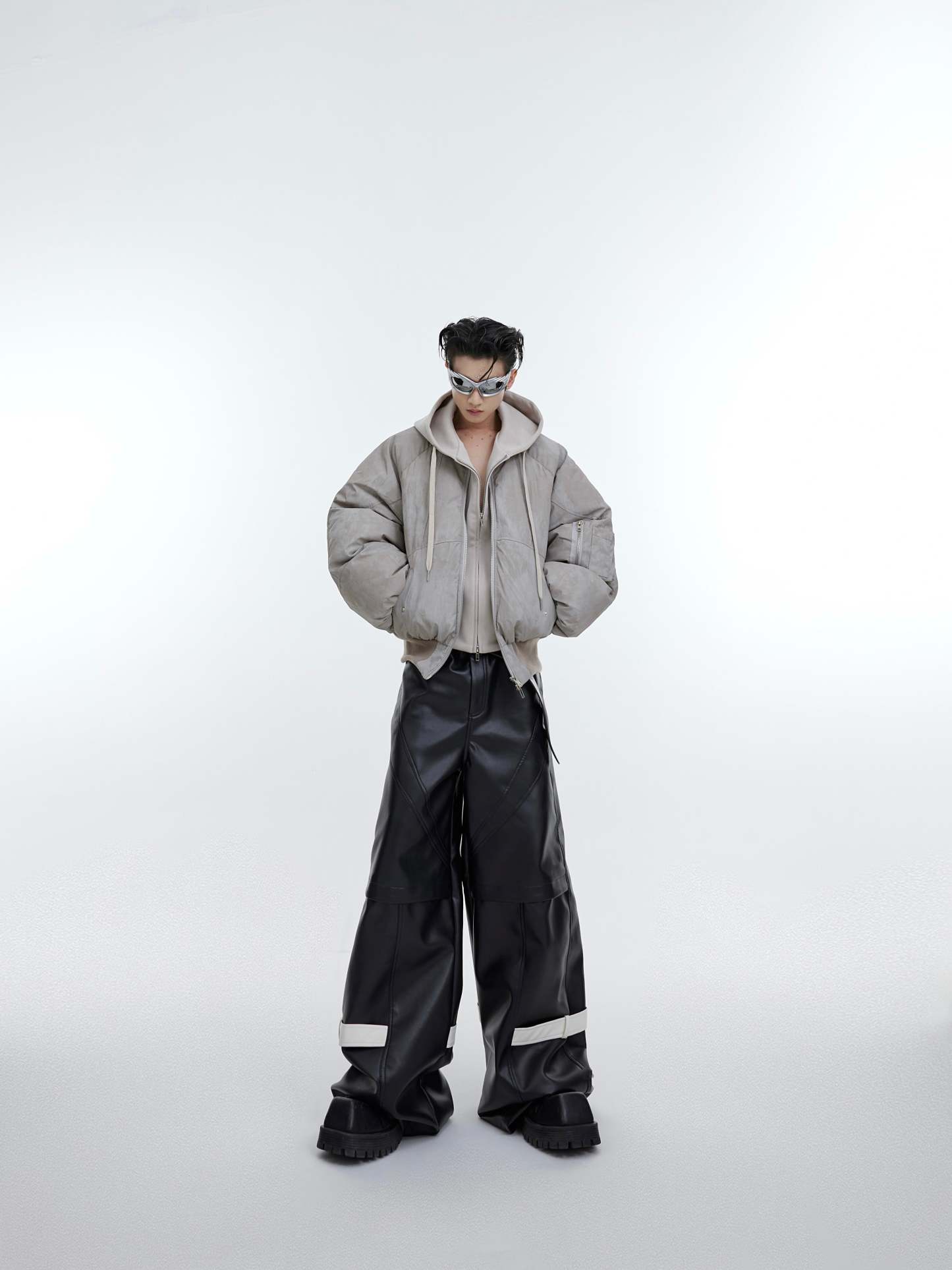 【23s November.】Distressed Fake Two-piece Design Sweatshirt Patchwork Cotton Jacket-IYAMIUIO