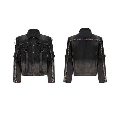 【24s Oct.】Distressed Raw Edge Deconstructed Web Denim Jacket-IYAMIUIO