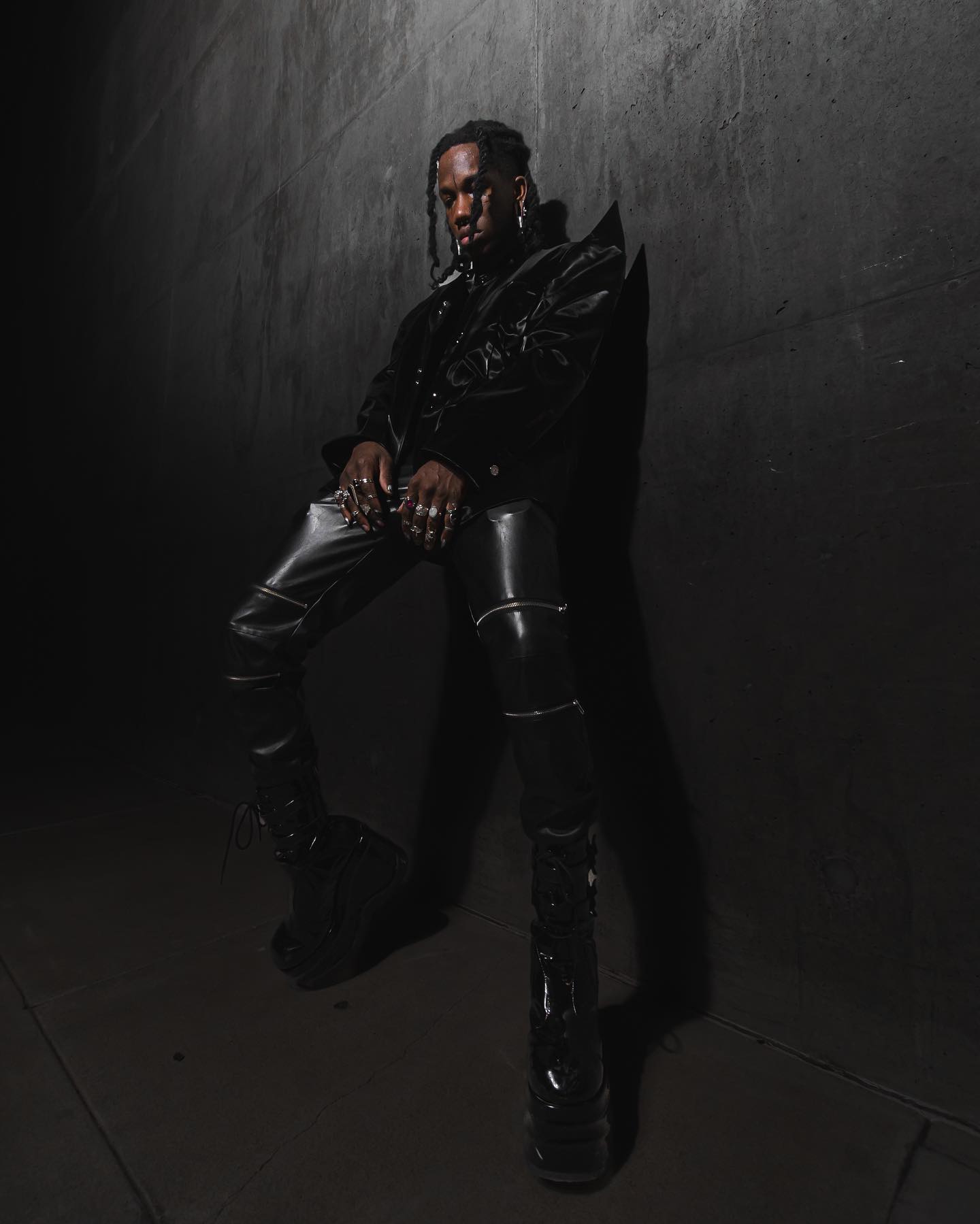 【23s July.】Large Pocket Studded Leather Pants-IYAMIUIO