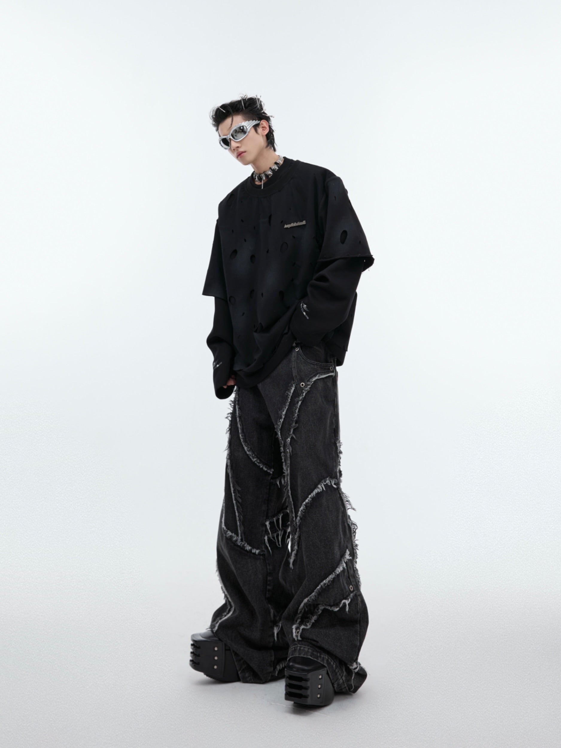 【24s Sep.】Retro Two-piece Ripped Sweatshirt-IYAMIUIO