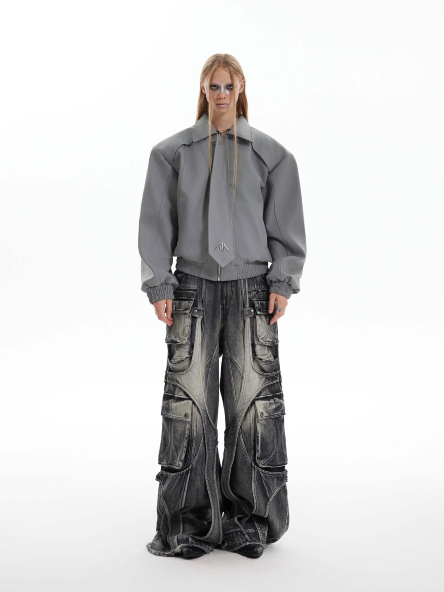 【24s Oct.】Pleated Tightening Shoulder Pads Design Sense Biker Jacket-IYAMIUIO