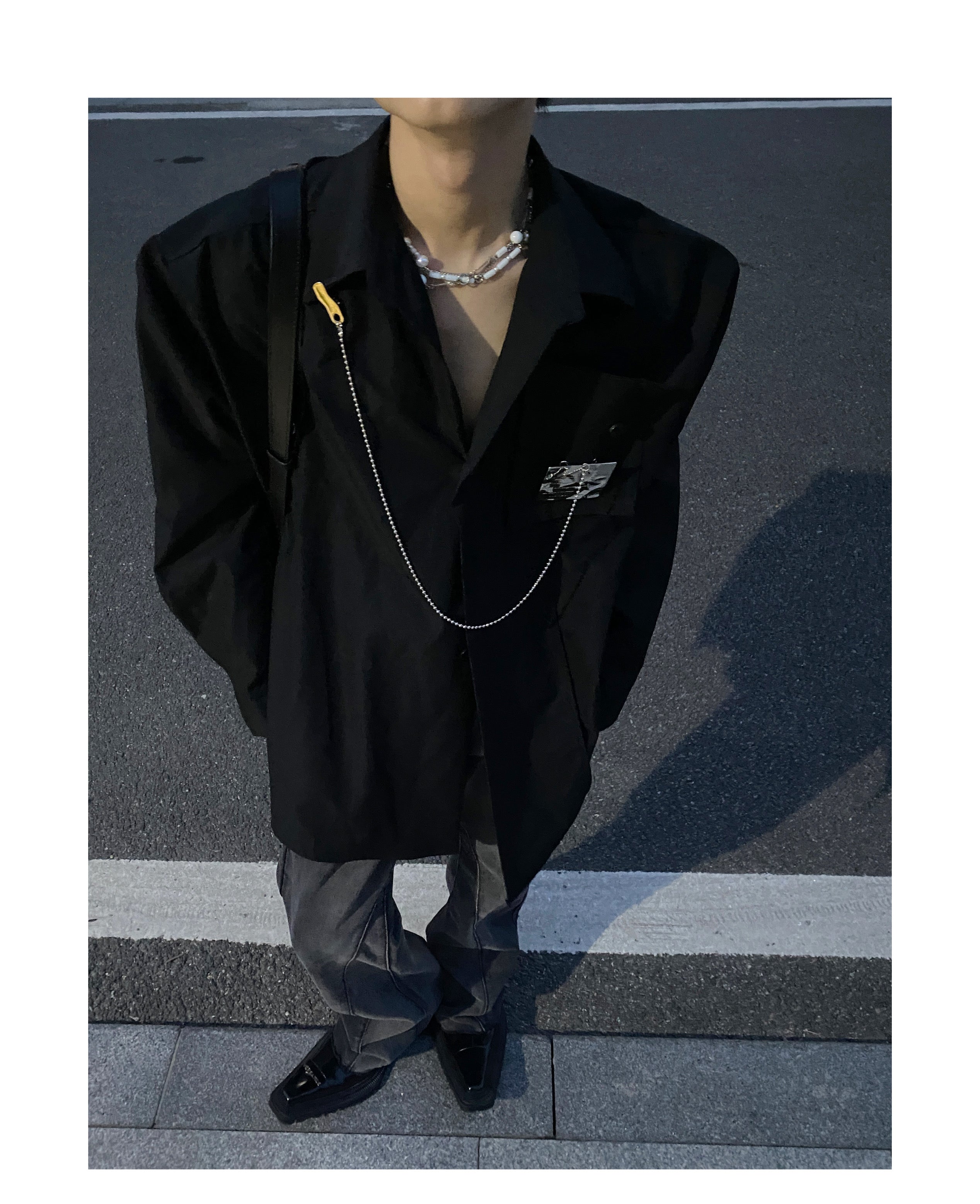 Men's Fashionable Long Sleeve White Shirt-IYAMIUIO