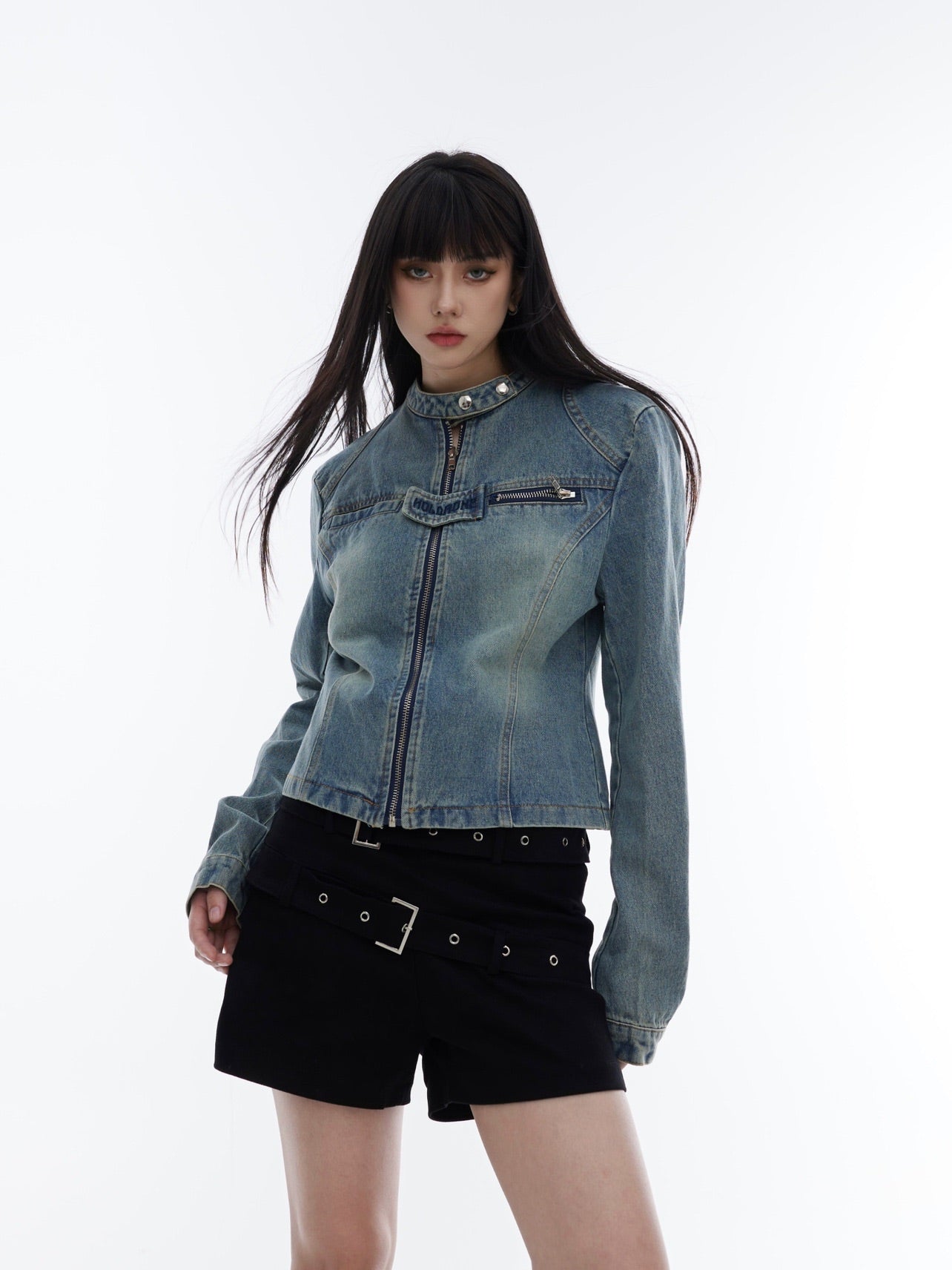 【23s August.】Embroidered Washed Denim Jacket-IYAMIUIO