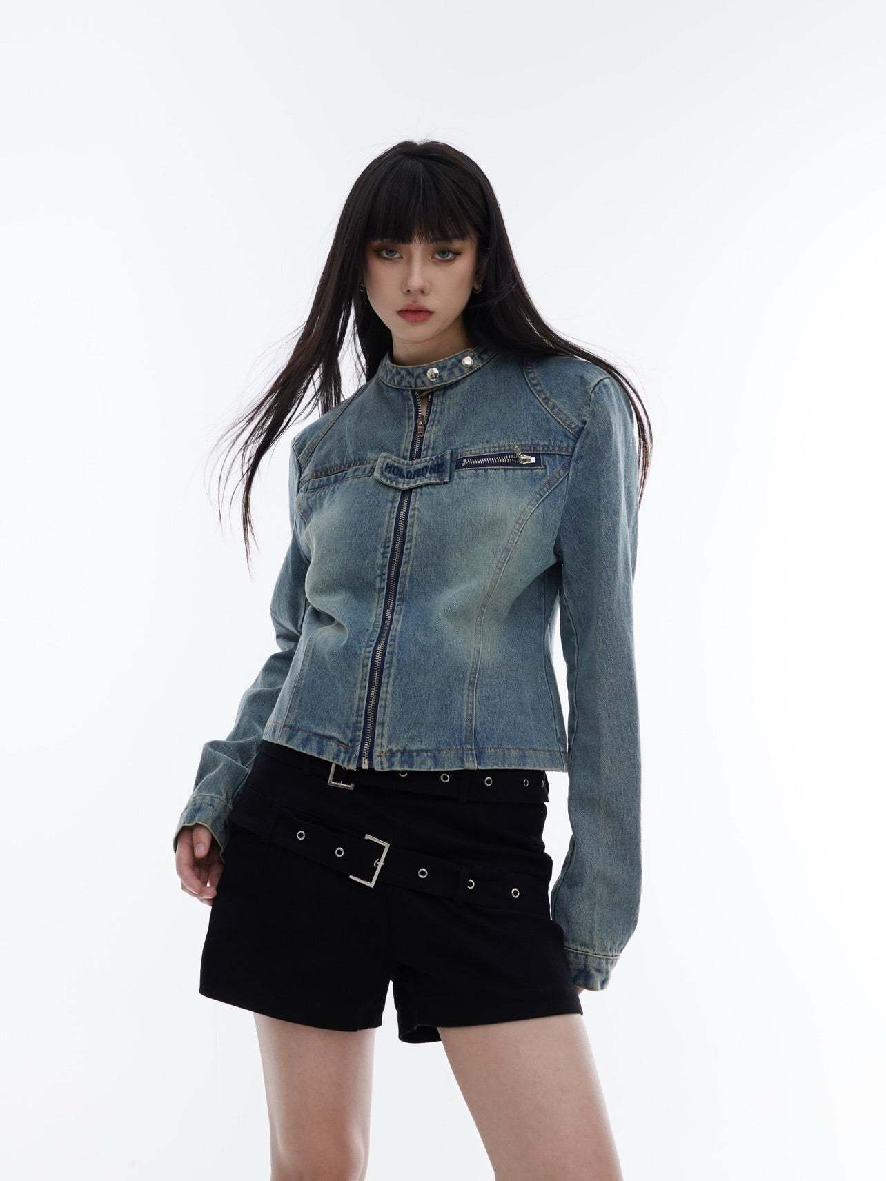 【23s August.】Embroidered Washed Denim Jacket-IYAMIUIO