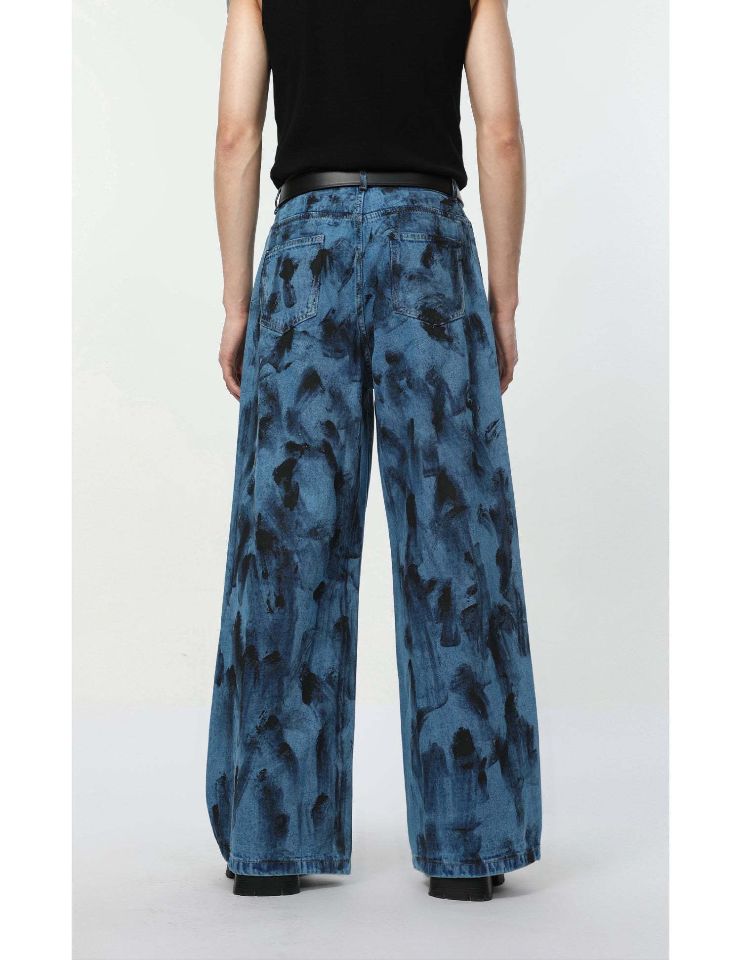 【24s Aug.】Spotted Shoulder Pad Loose Straight Denim Set-IYAMIUIO