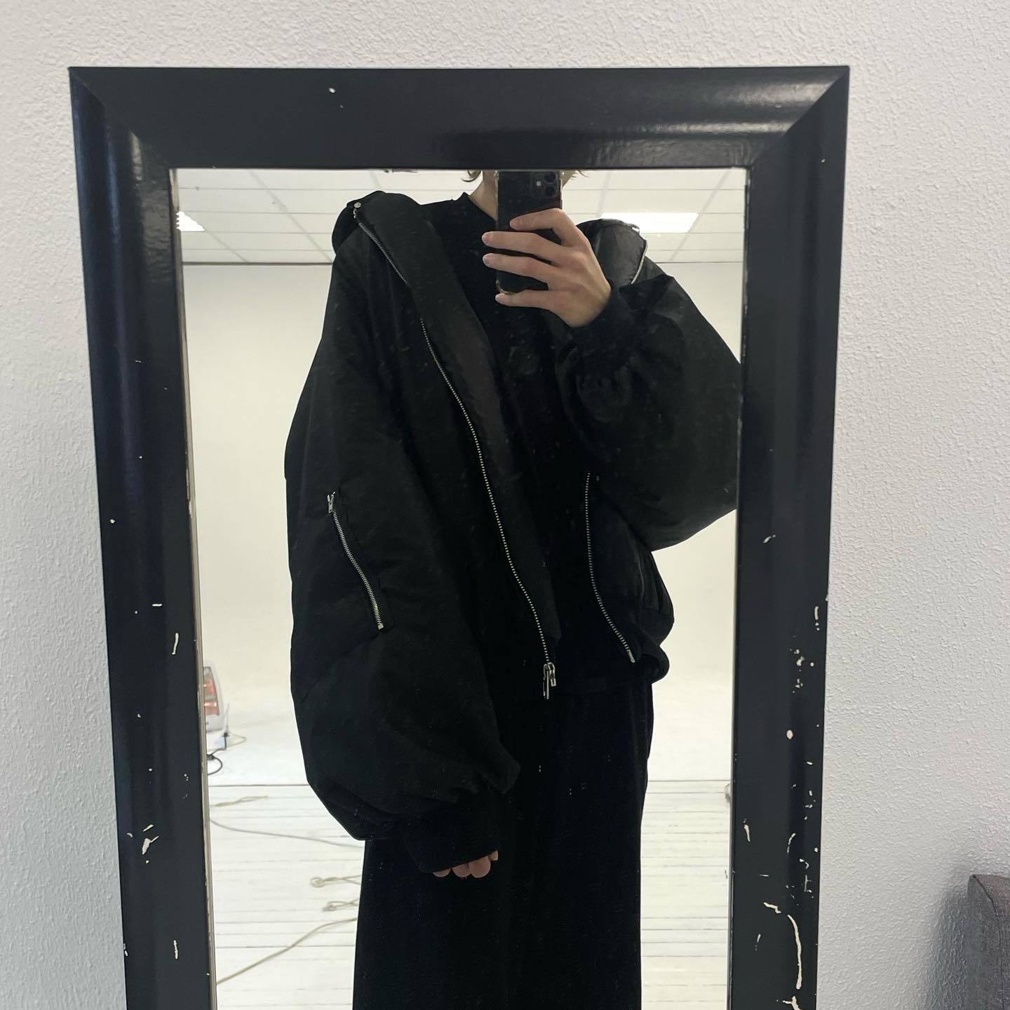 Detachable Hood Bomber Jacket-IYAMIUIO