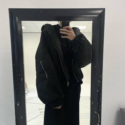 Detachable Hood Bomber Jacket-IYAMIUIO