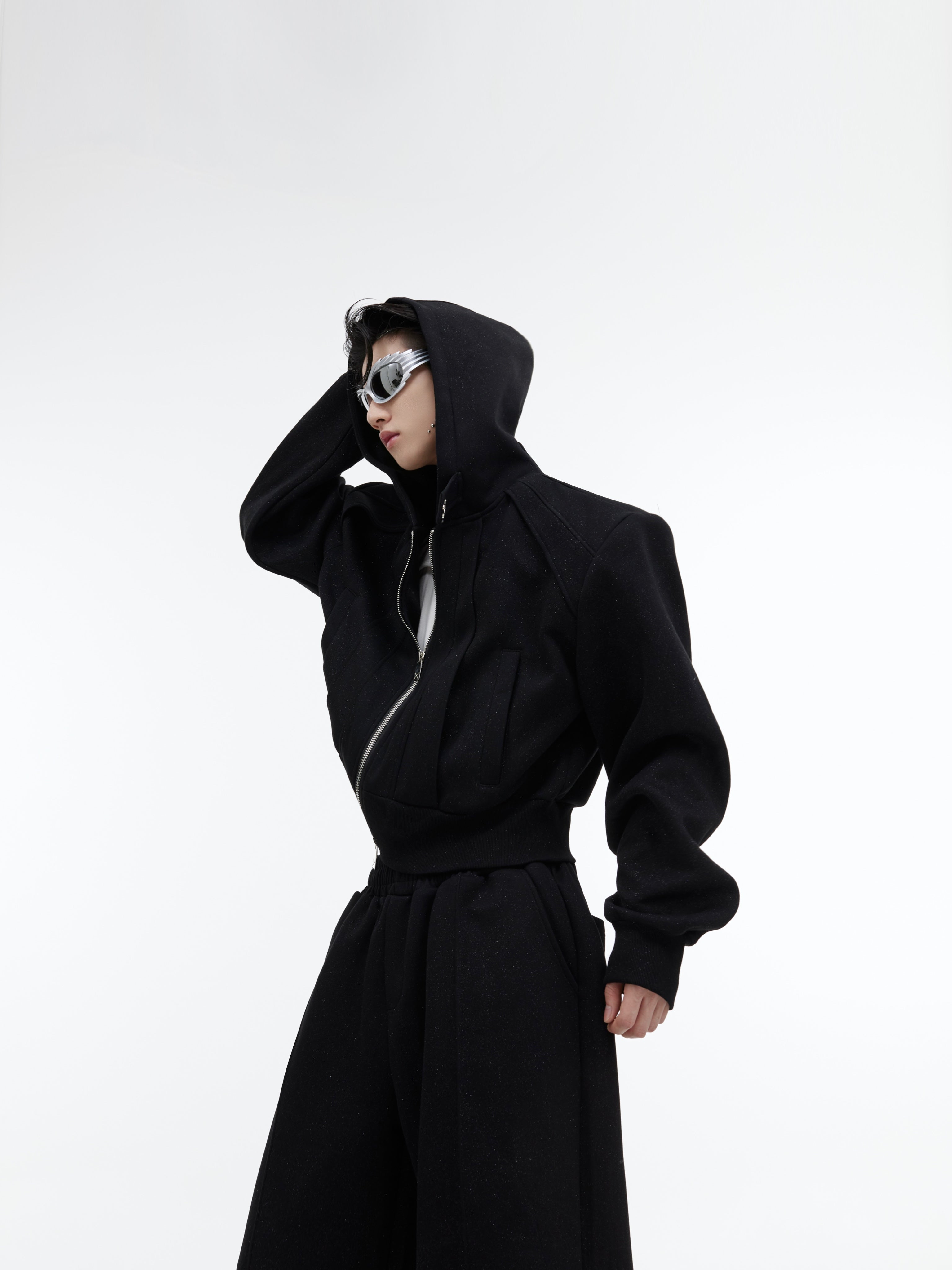 【23s October.】Fine Sparkly Hooded Sweatshirt Set-IYAMIUIO