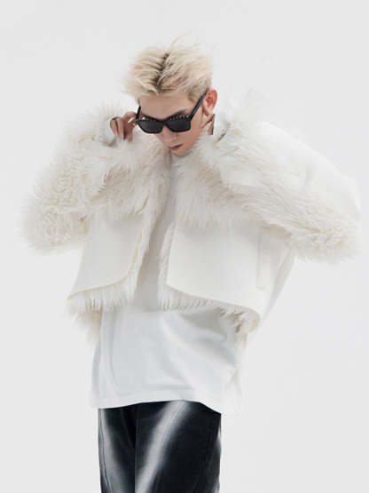 【24s January.】High Street Large Collar Short Plush Jacket-IYAMIUIO