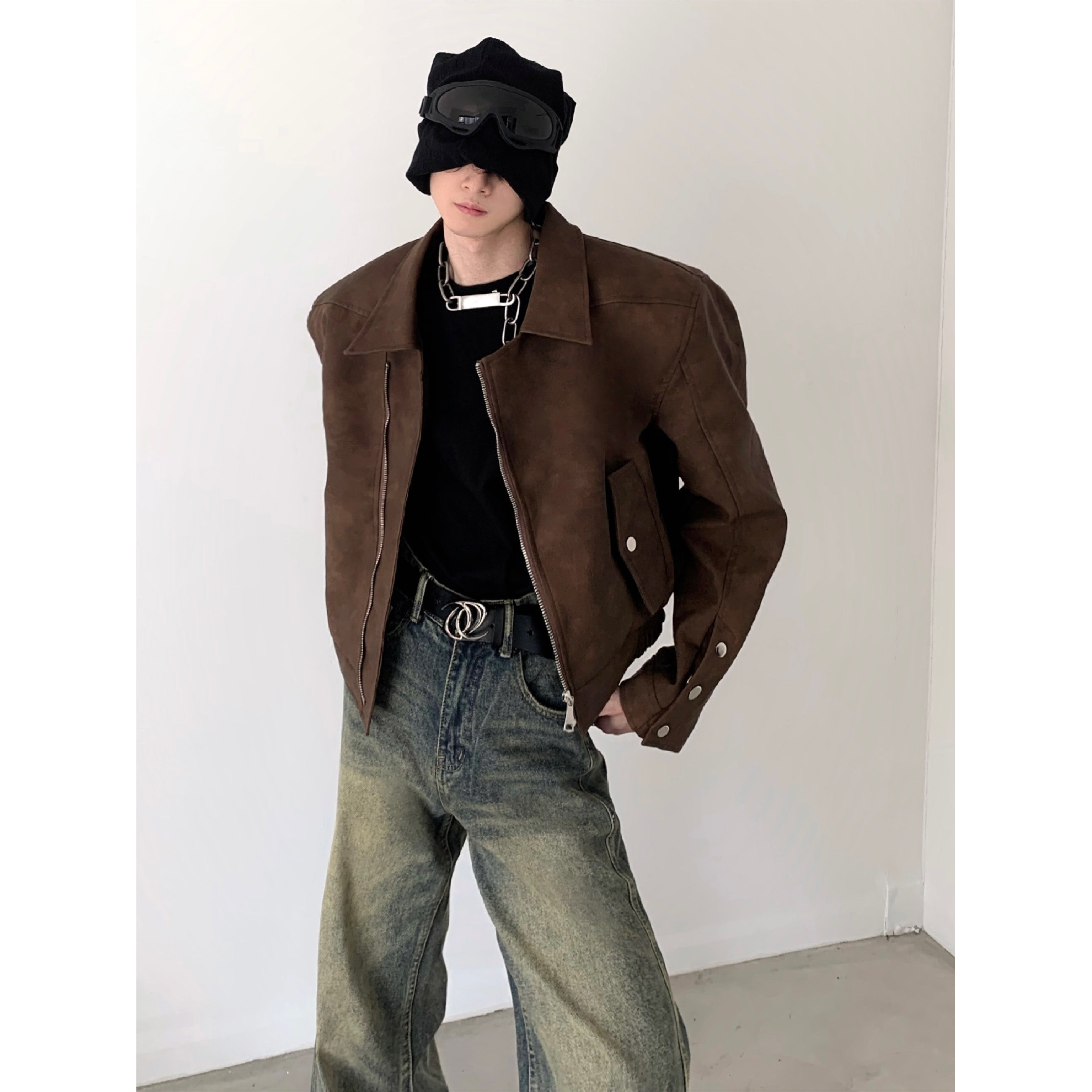 【23s November.】Tie-dye American Vintage Leather Jacket-IYAMIUIO