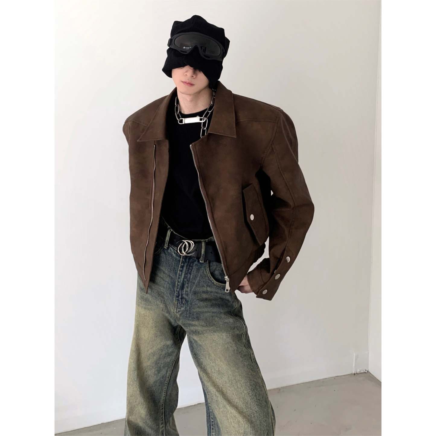 【23s November.】Tie-dye American Vintage Leather Jacket-IYAMIUIO