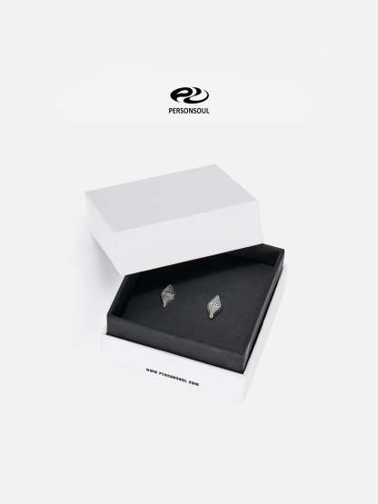 Personsoul Geometric Silver Stud Earrings-IYAMIUIO