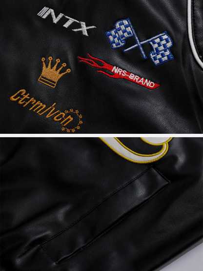 Aelfric Eden Letter-Embroidered Racing Jacket-IYAMIUIO