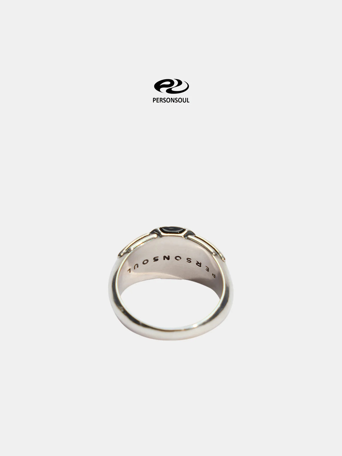 Personsoul Silver Logo Signet Ring-IYAMIUIO