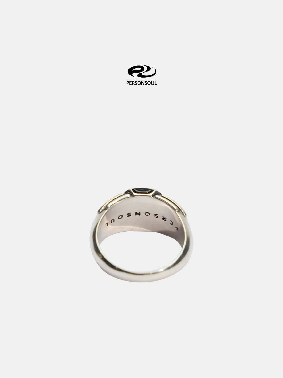 Personsoul Silver Logo Signet Ring-IYAMIUIO