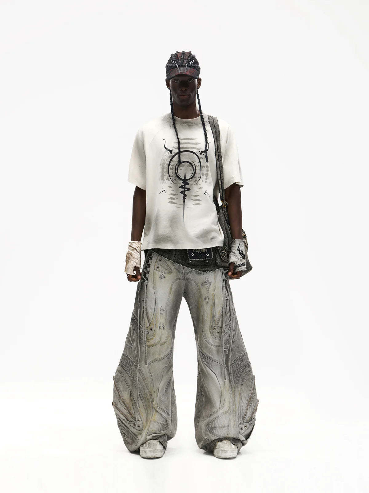 Deconstructed Exaggerated Flared Patchwork Jeans-IYAMIUIO