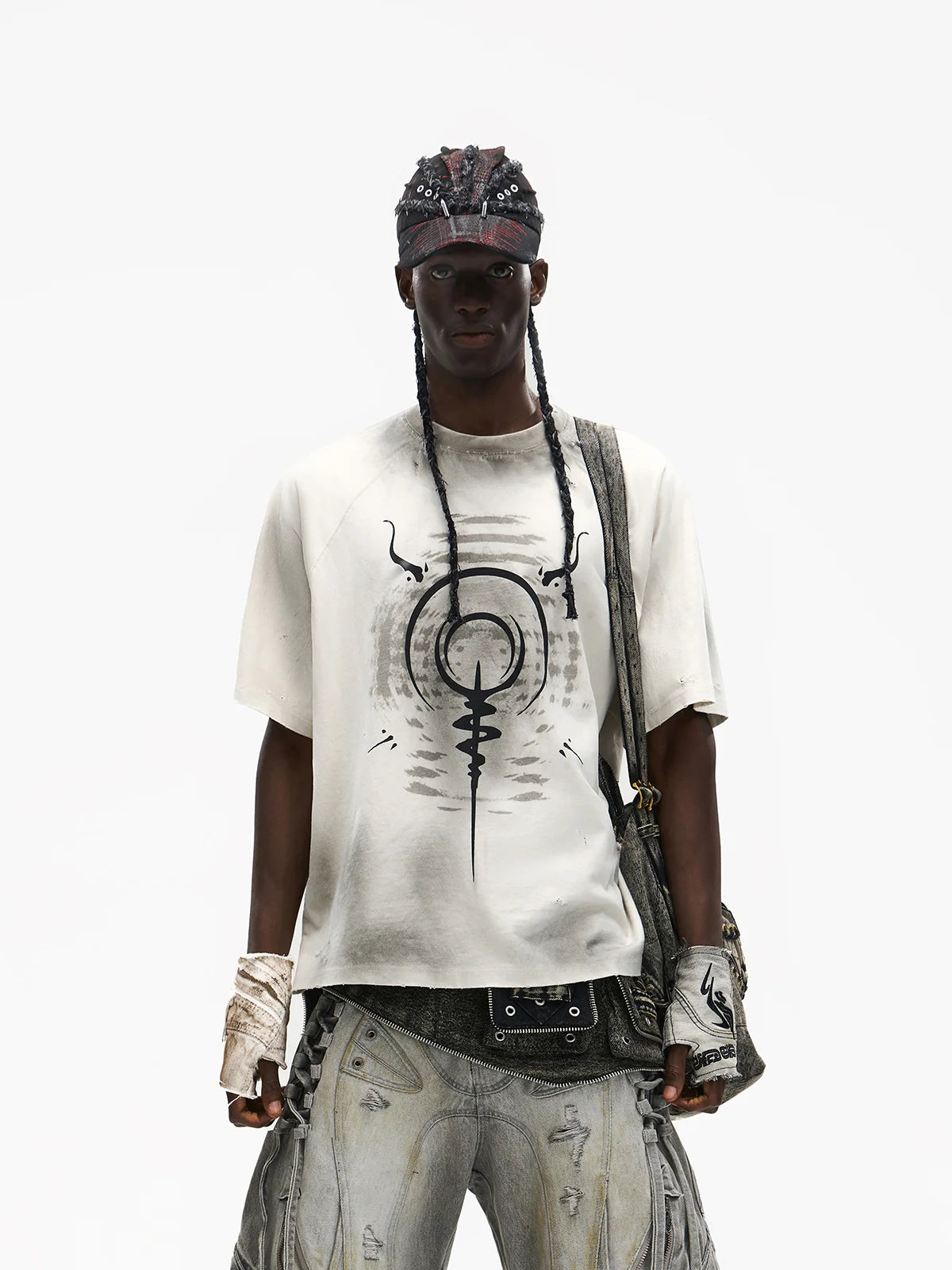 Swirl & Beast Print Loose Raglan Tee-IYAMIUIO