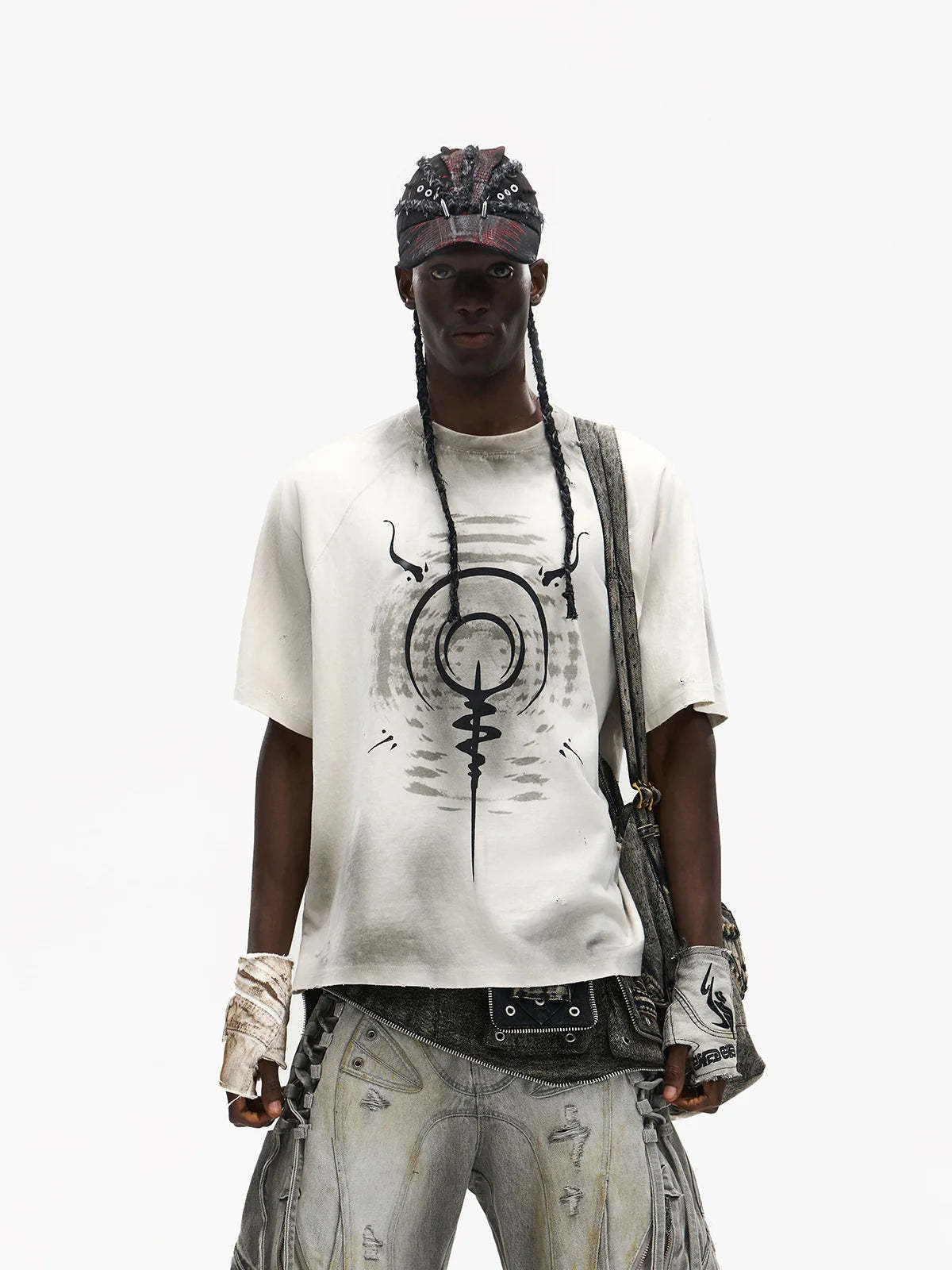 Swirl & Beast Print Loose Raglan Tee-IYAMIUIO