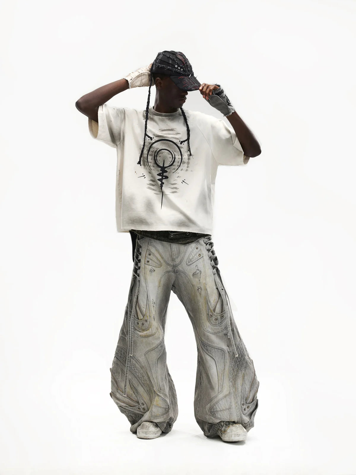 Swirl & Beast Print Loose Raglan Tee-IYAMIUIO