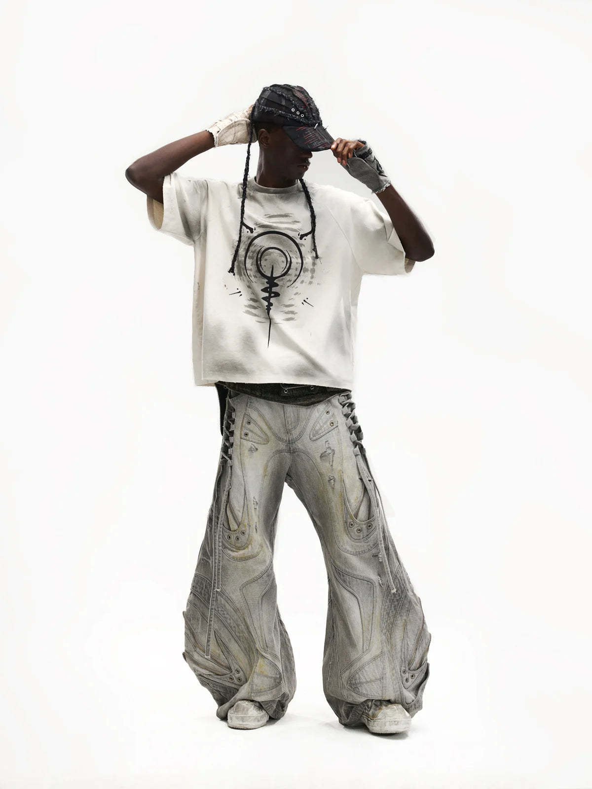 Swirl & Beast Print Loose Raglan Tee-IYAMIUIO