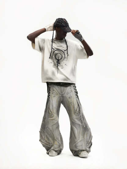 Swirl & Beast Print Loose Raglan Tee-IYAMIUIO