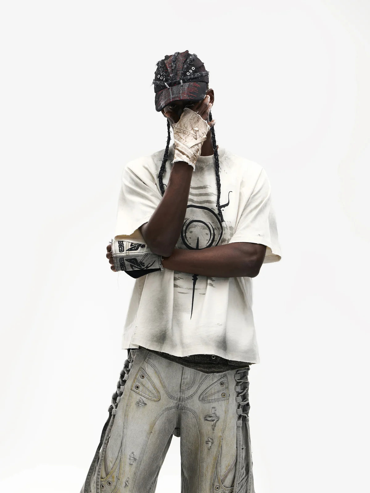 Swirl & Beast Print Loose Raglan Tee-IYAMIUIO