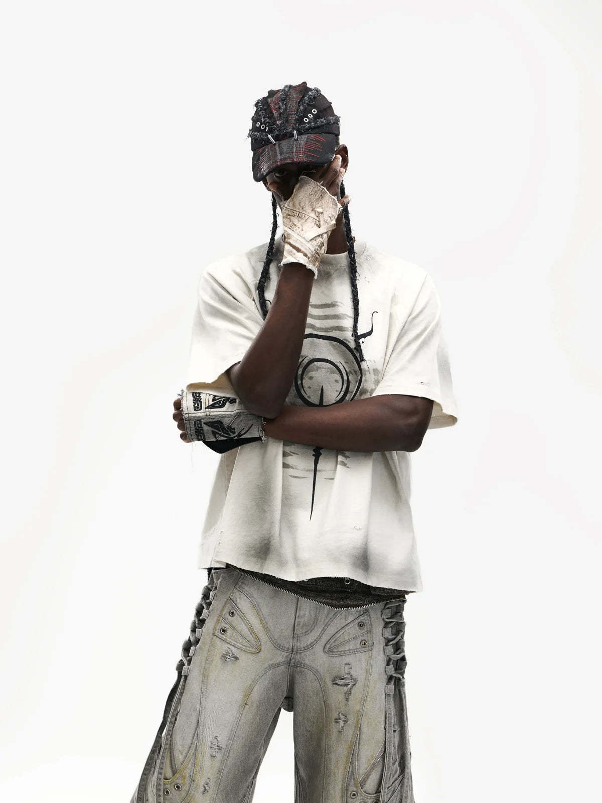 Swirl & Beast Print Loose Raglan Tee-IYAMIUIO