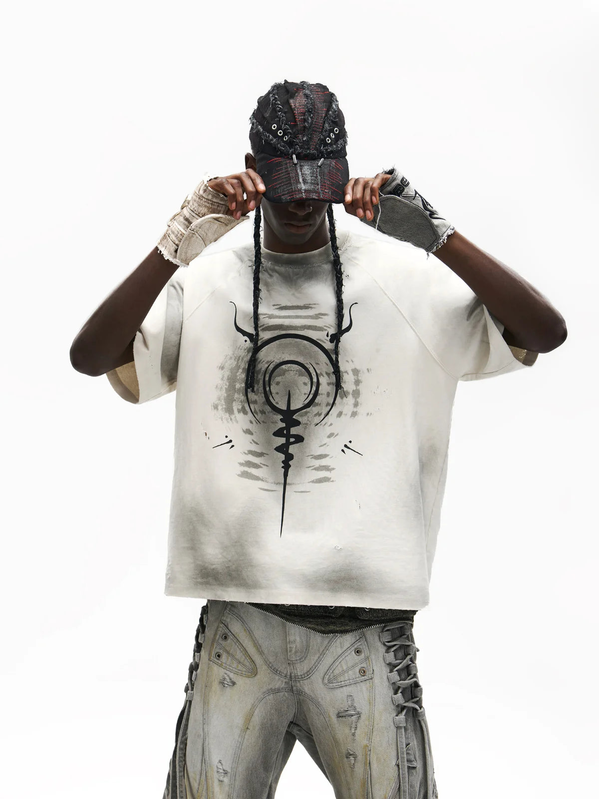 Swirl & Beast Print Loose Raglan Tee-IYAMIUIO