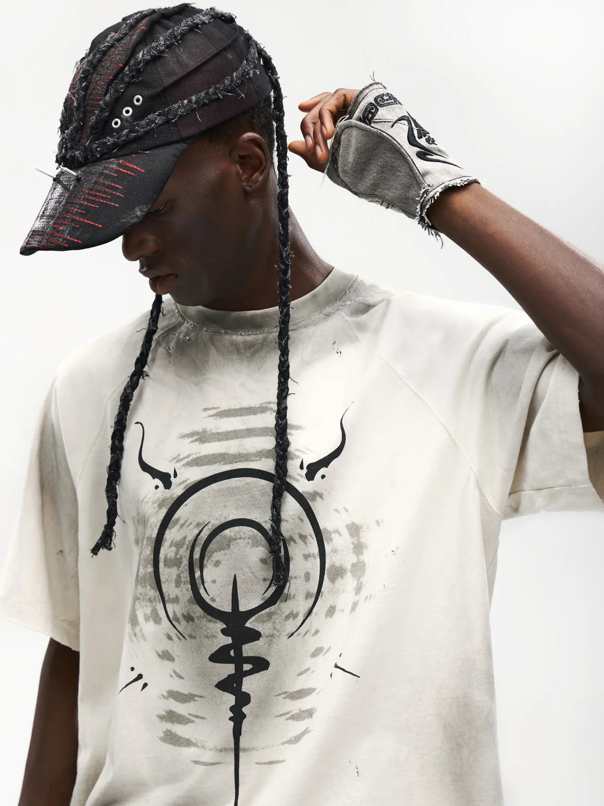 Swirl & Beast Print Loose Raglan Tee-IYAMIUIO