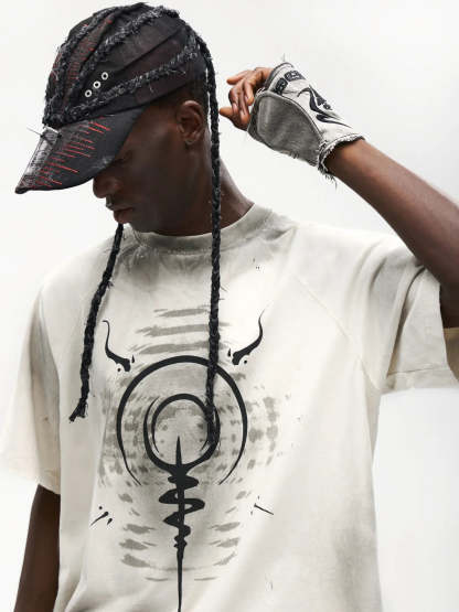 Swirl & Beast Print Loose Raglan Tee-IYAMIUIO